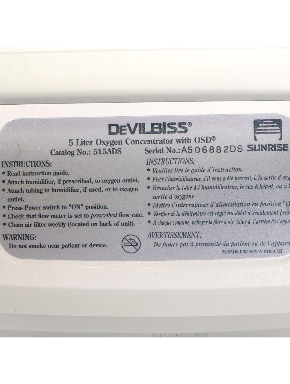 DeVILBISS 5 Liter Oxygen Concentrator with OSD