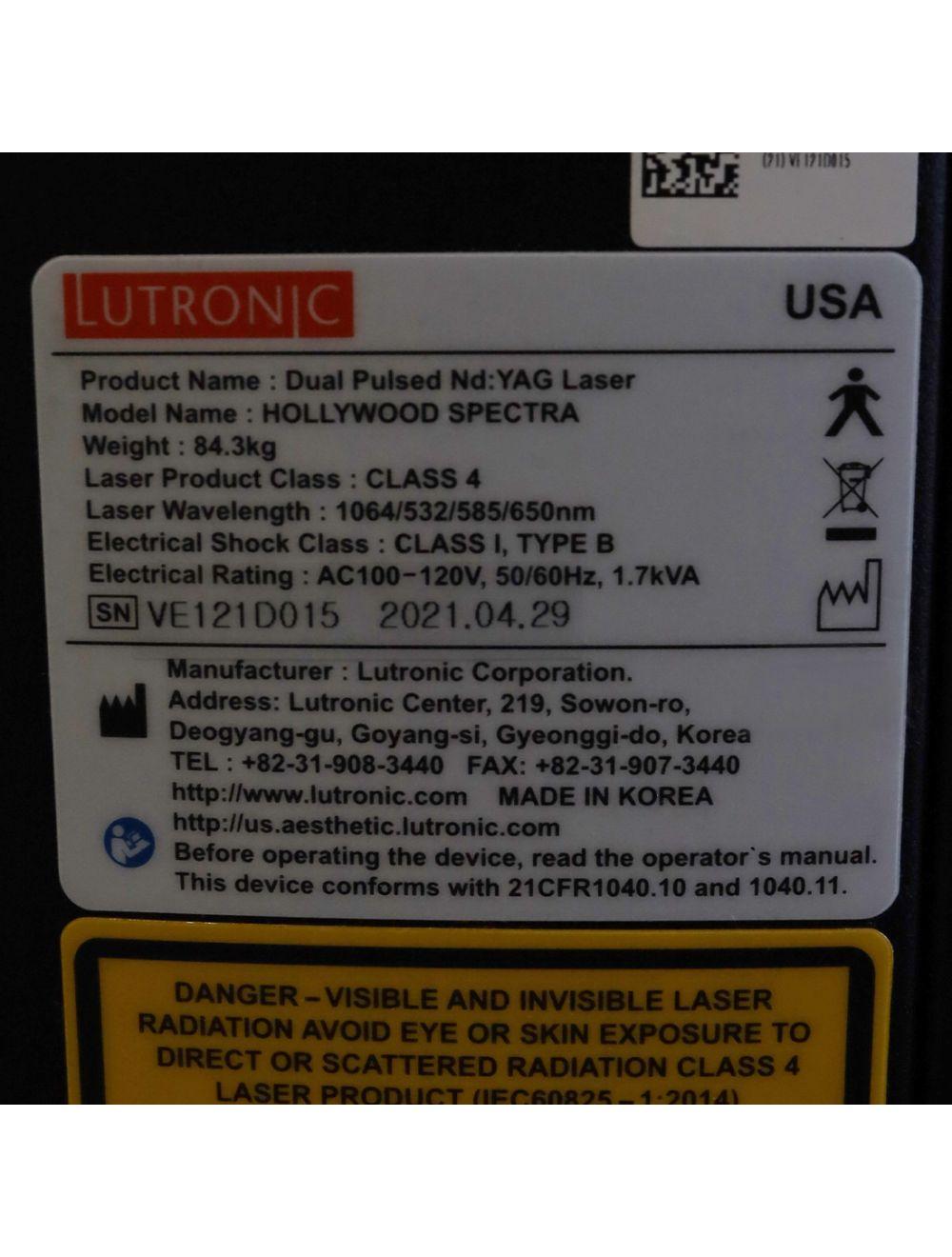2021 Lutronic Hollywood Spectra 532/585/650/1064nm Laser System
