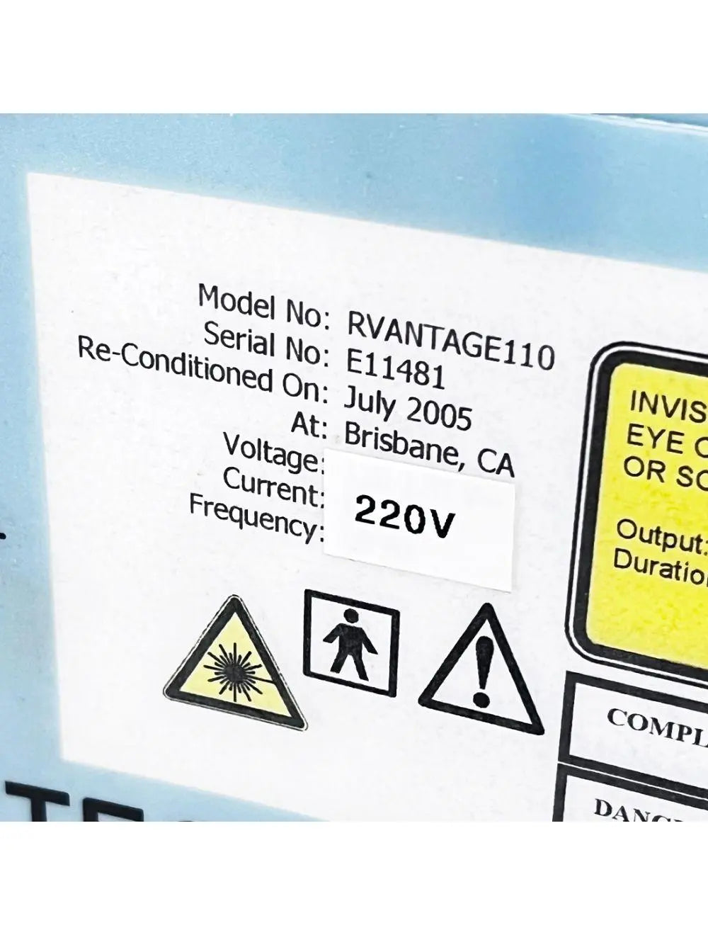 2005 Cutera Altus CoolGlide RVantage 110 Vantage Nd YAG 1064 Hair Removal Laser