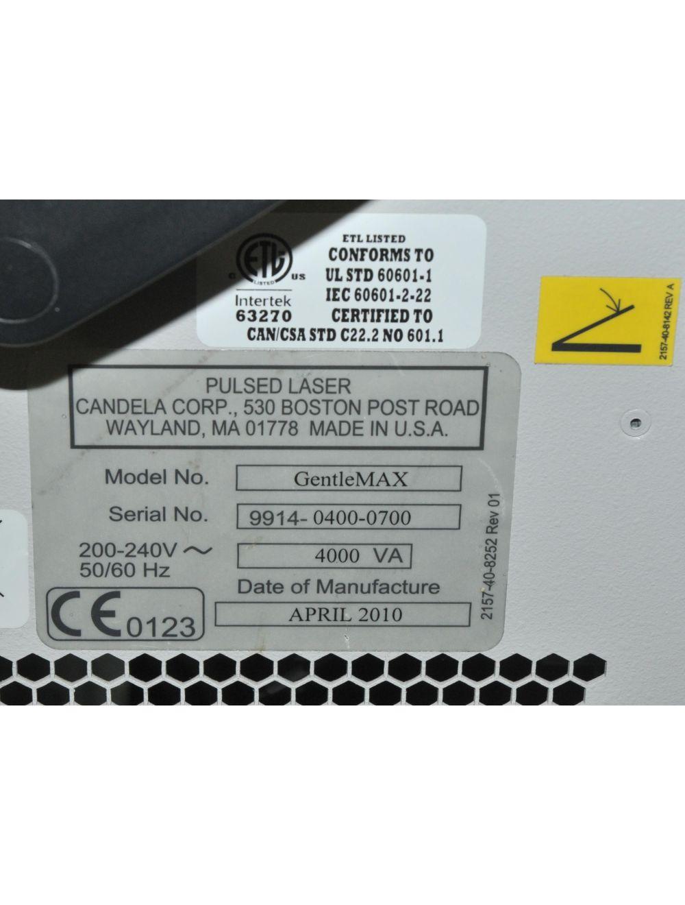 2010 Candela GentleMax Laser GMax YAG Alex 755 1064 6-18mm Hair Removal Vein