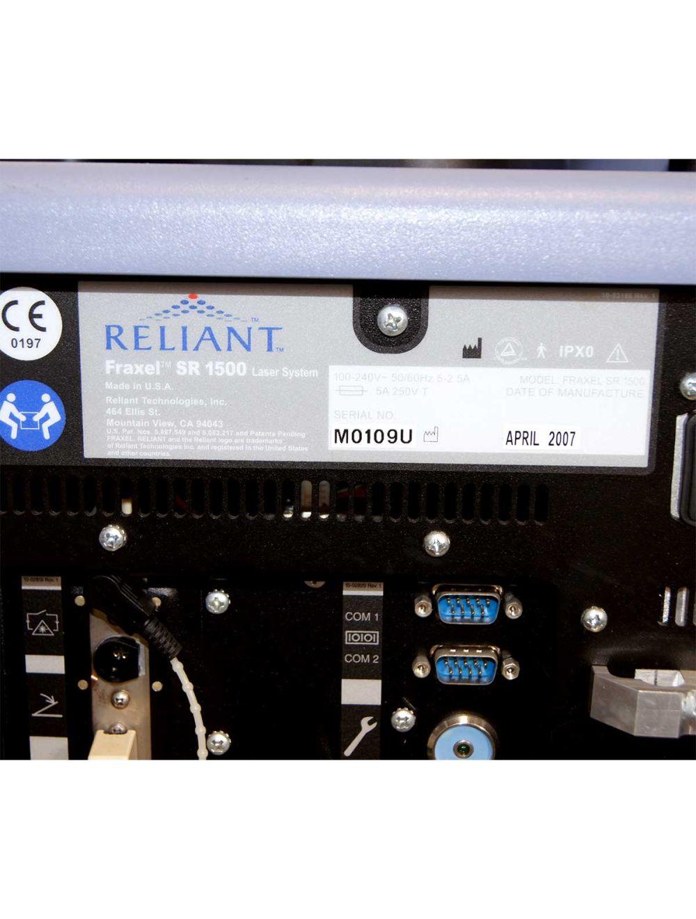 2007 Fraxel SR 1500 Reliant Fractional Laser 1550nm System with Cart Skin Repair