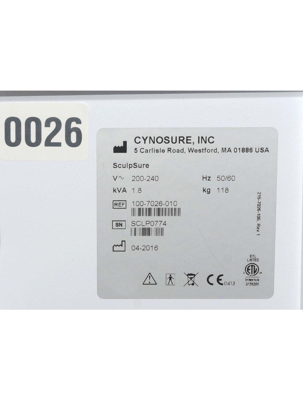 2016 Cynosure SculpSure Diode Laser 1060nm Fat Reduction Body Contour Lipolysis