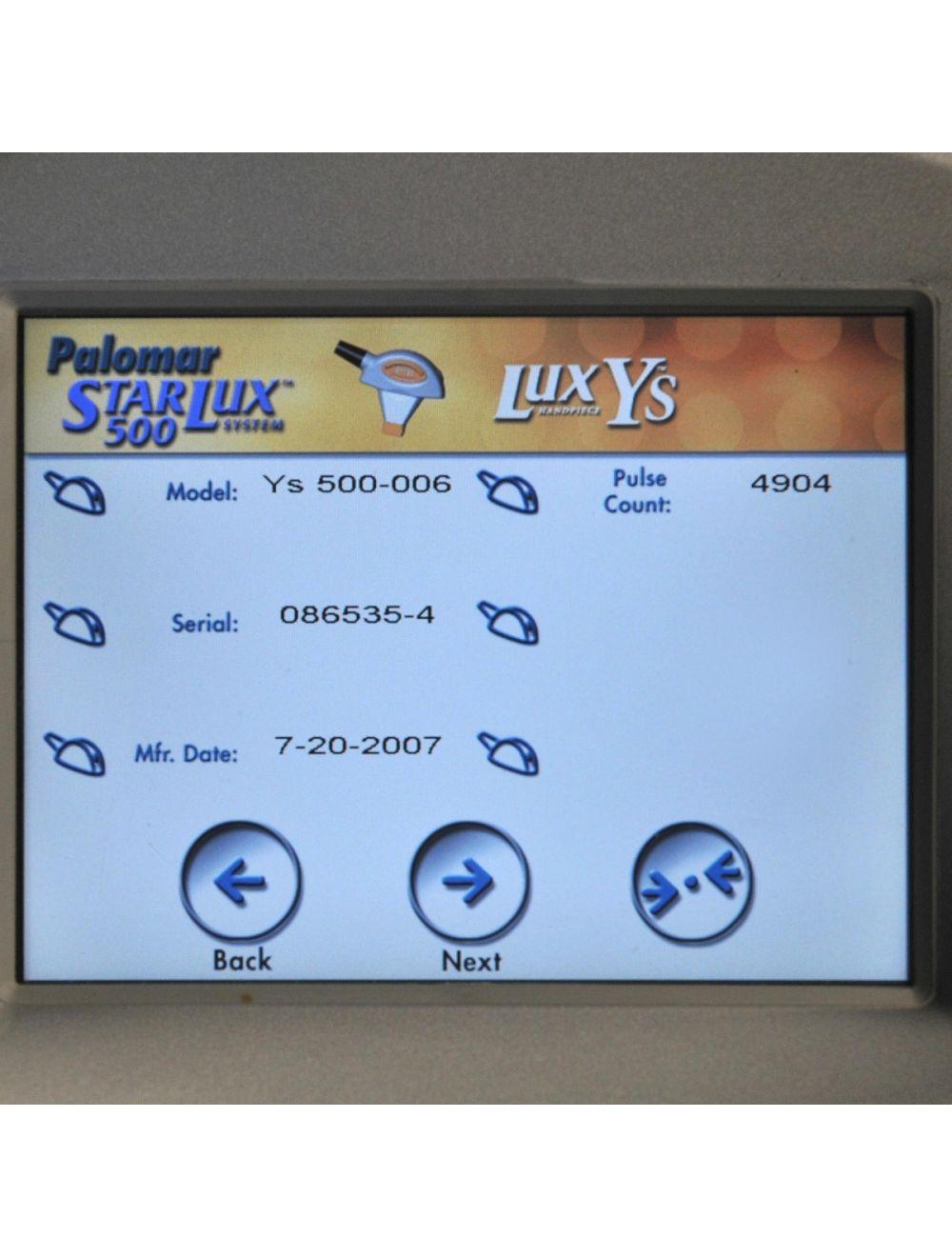 2010 Palomar StarLux 500 IPL Laser Lux Ys LuxDeepIR Hair Removal Skin Tightening