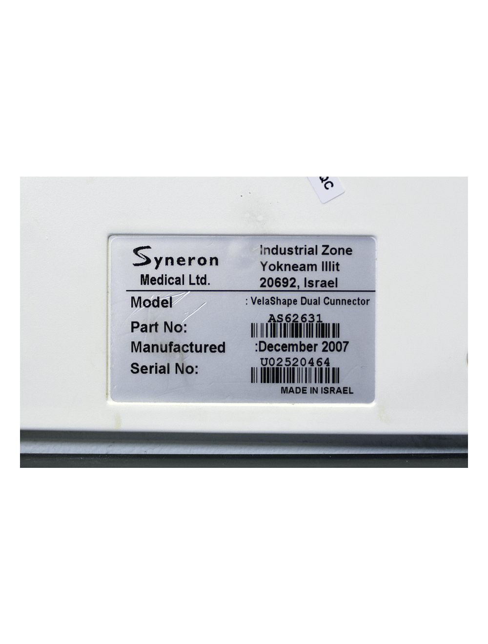 Syneron VelaShape Dual Connector 2007 - 2 HandPcs Cellulite Bod111