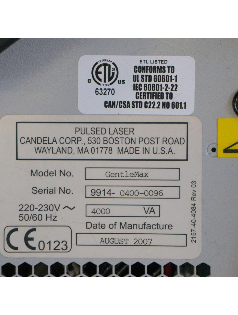 2007 Candela GentleMax 755 1064 Hair Removal Laser Gentle Max 2 HP 1.5-3 6-18 mm