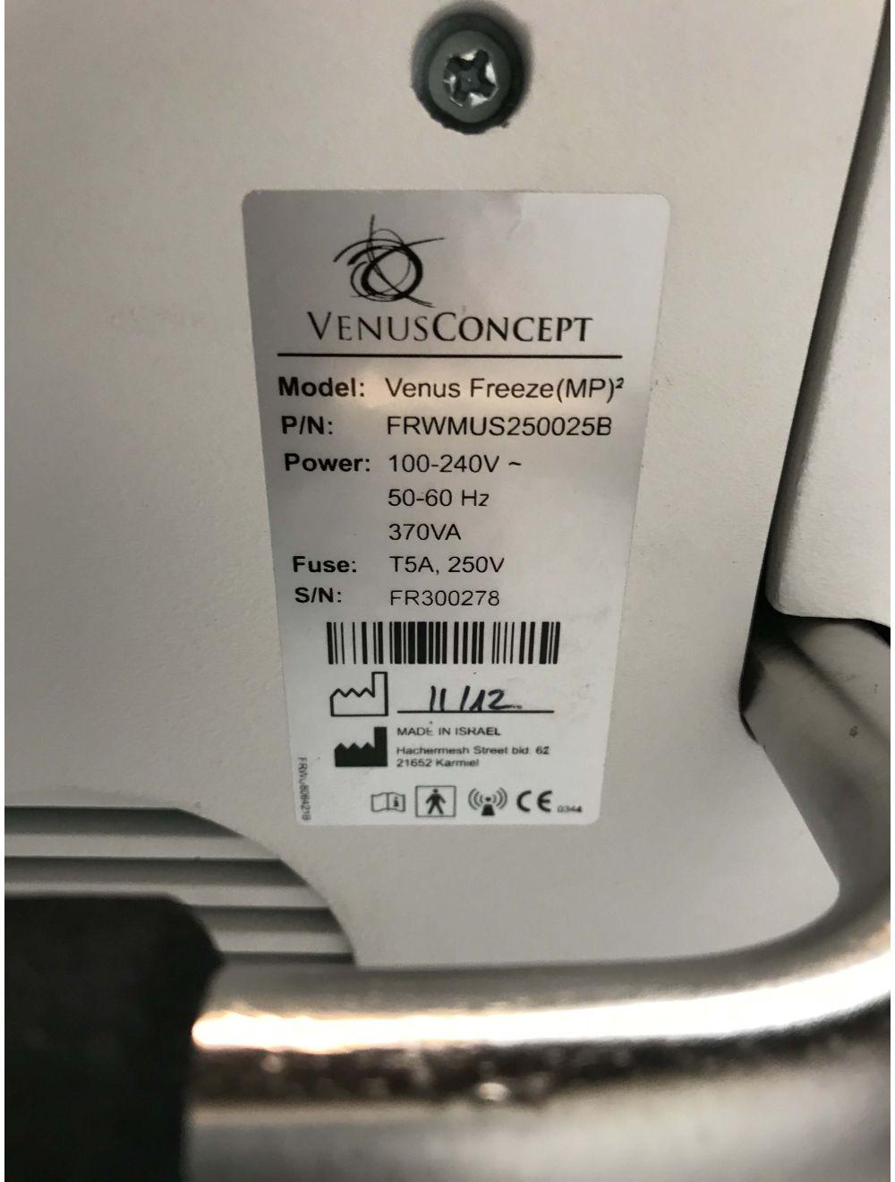 2012 Venus Concept Freeze MP2 Body Contouring RF Frequency Tightening w/2 HP's