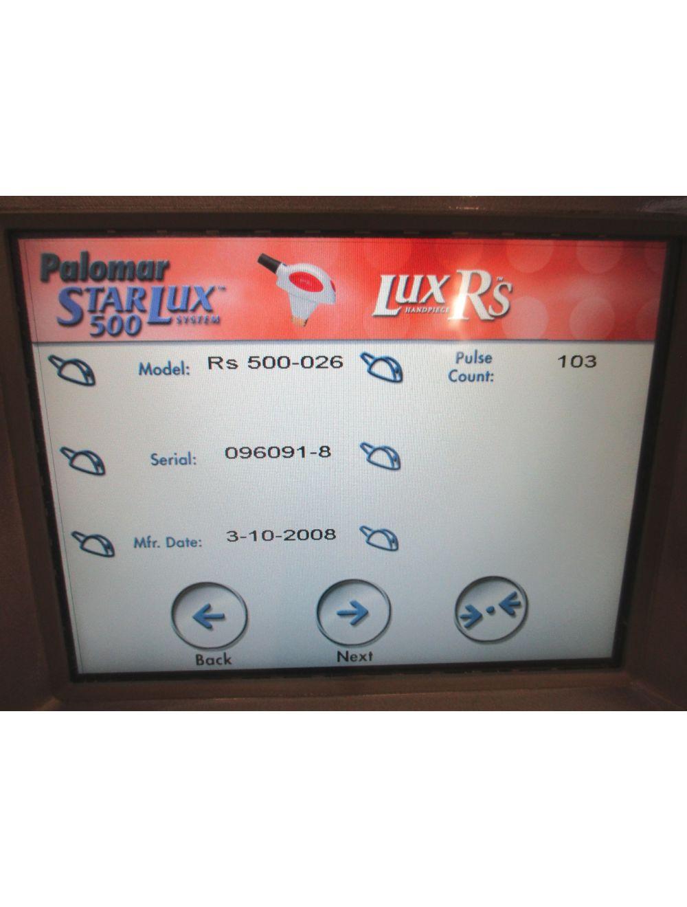 2007 Palomar StarLux 500 Laser LuxY LuxRs LuxG HandPiece Lux G Rs Y Hair Removal