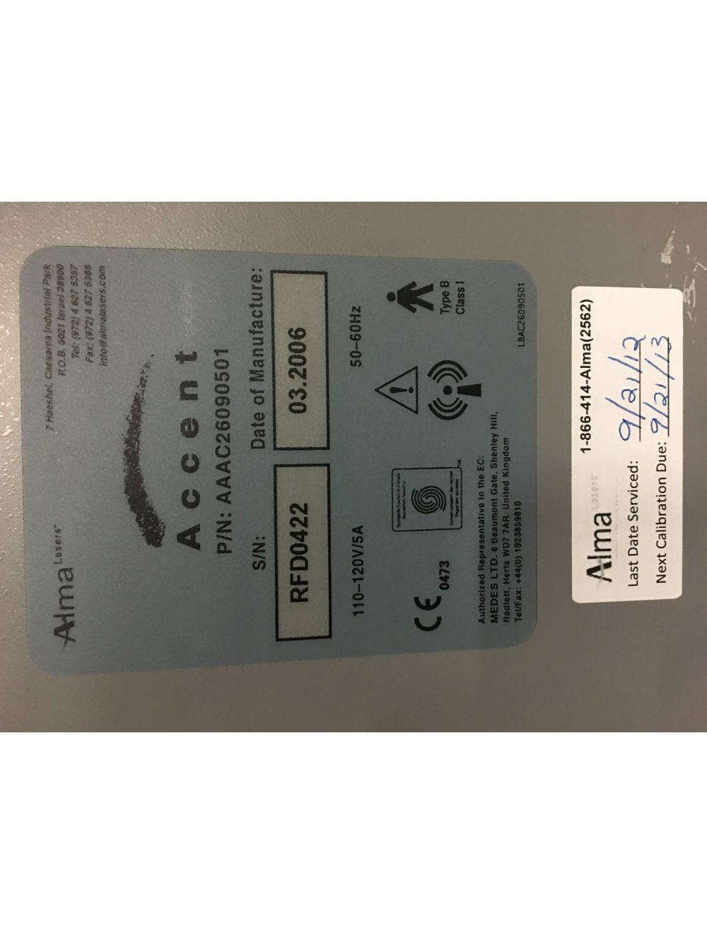 2006 ALMA ACCENT RF Laser UniForm BiPolar Skin Tightening Cellulite Reduction