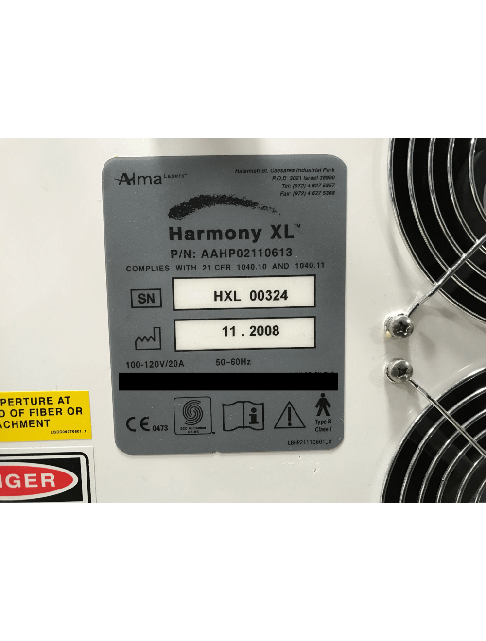 2008 Alma Lasers HARMONY XL Hair Removal IPL w SHR HandPiece Hand Piece HR