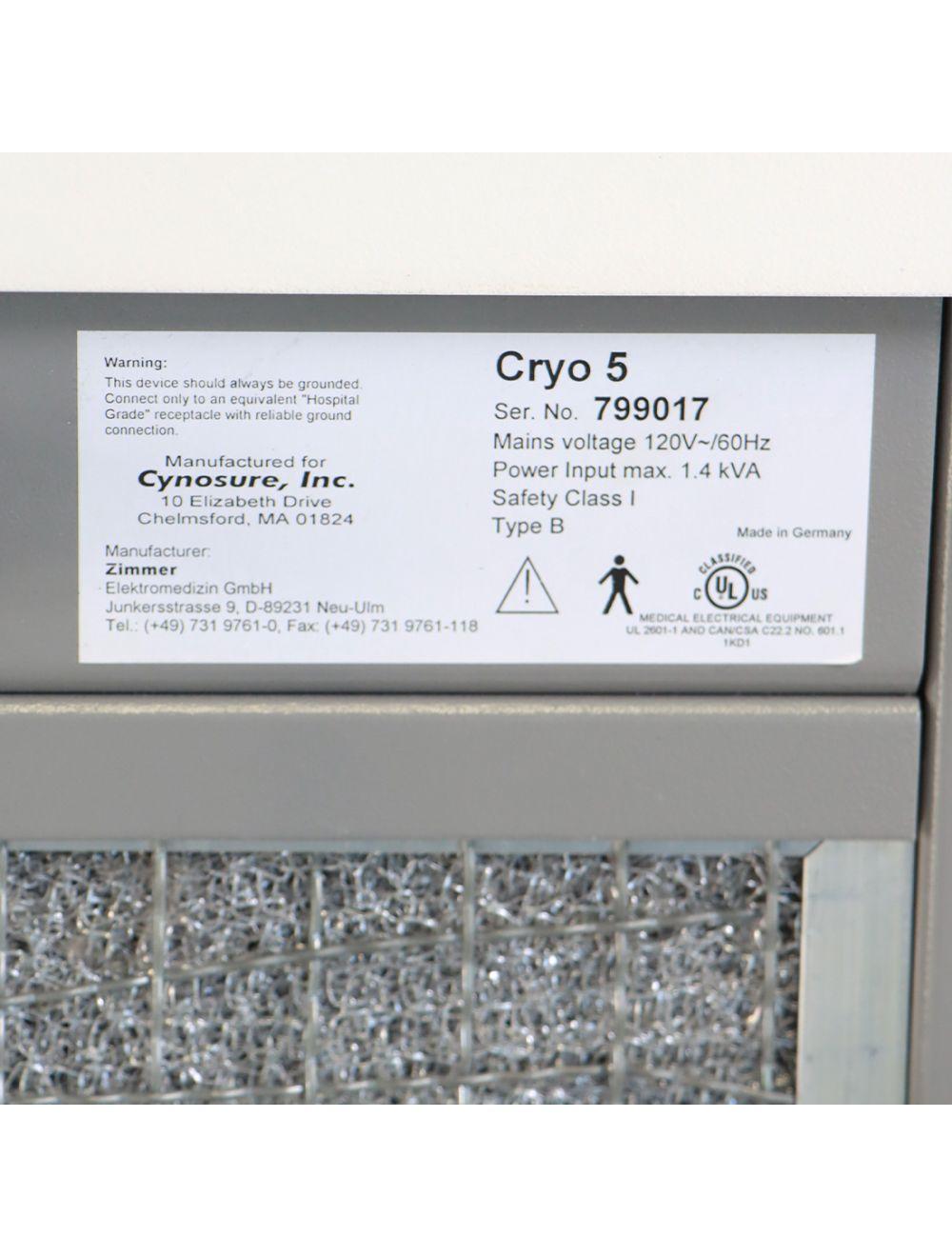 Cynosure SmartCool Chiller Zimmer Cryo5 Cryo 5 Laser Skin Cold Air Skin Cooling