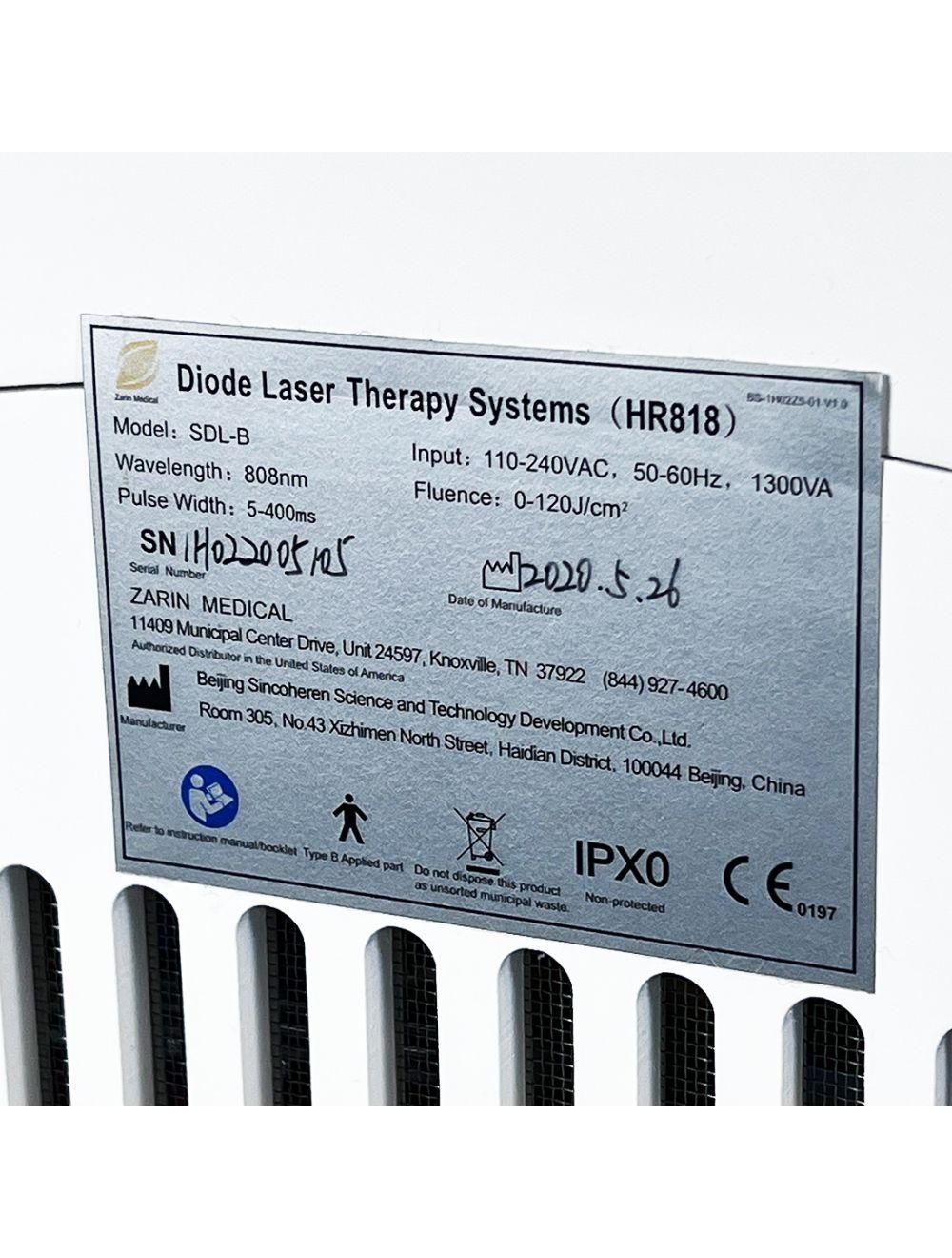 2020 SRELAS Zarin HR818 SDL-B 808nm Diode Laser Hair Removal / Reduction System