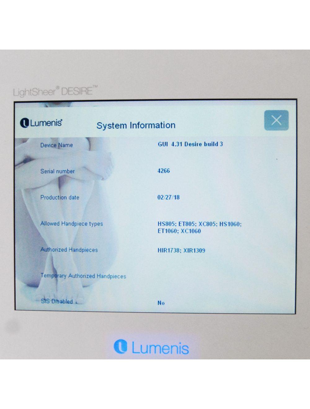 2018 Lumenis LightSheer Desire Laser Hair Removal Diode XC HS Handpieces 2 HPs
