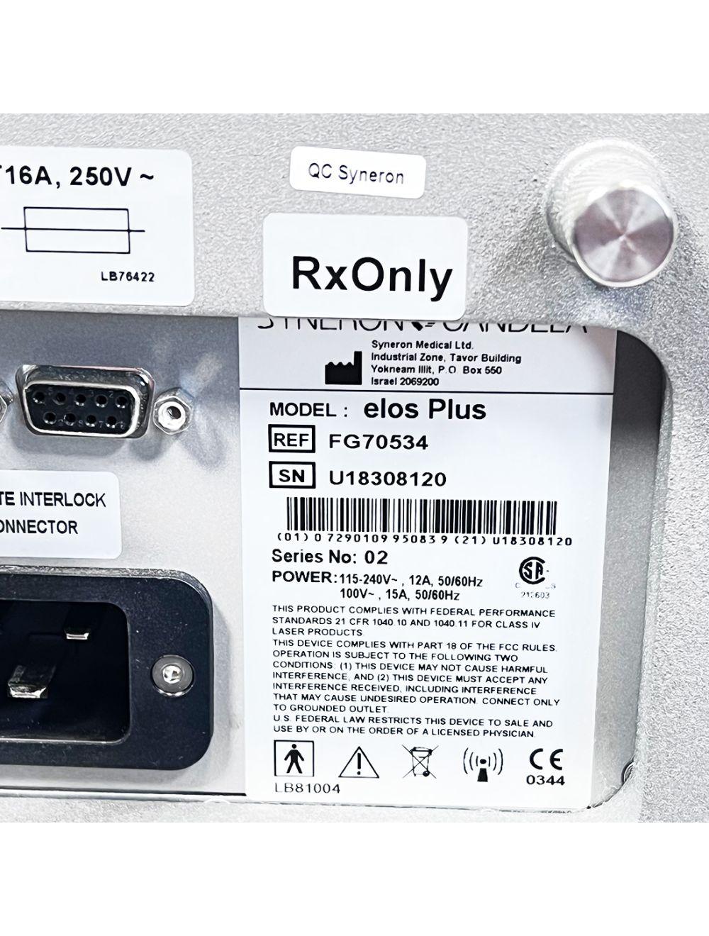 2018 Candela Syneron Elos Plus Pulsed Light Laser Ablative Skin Resurface System