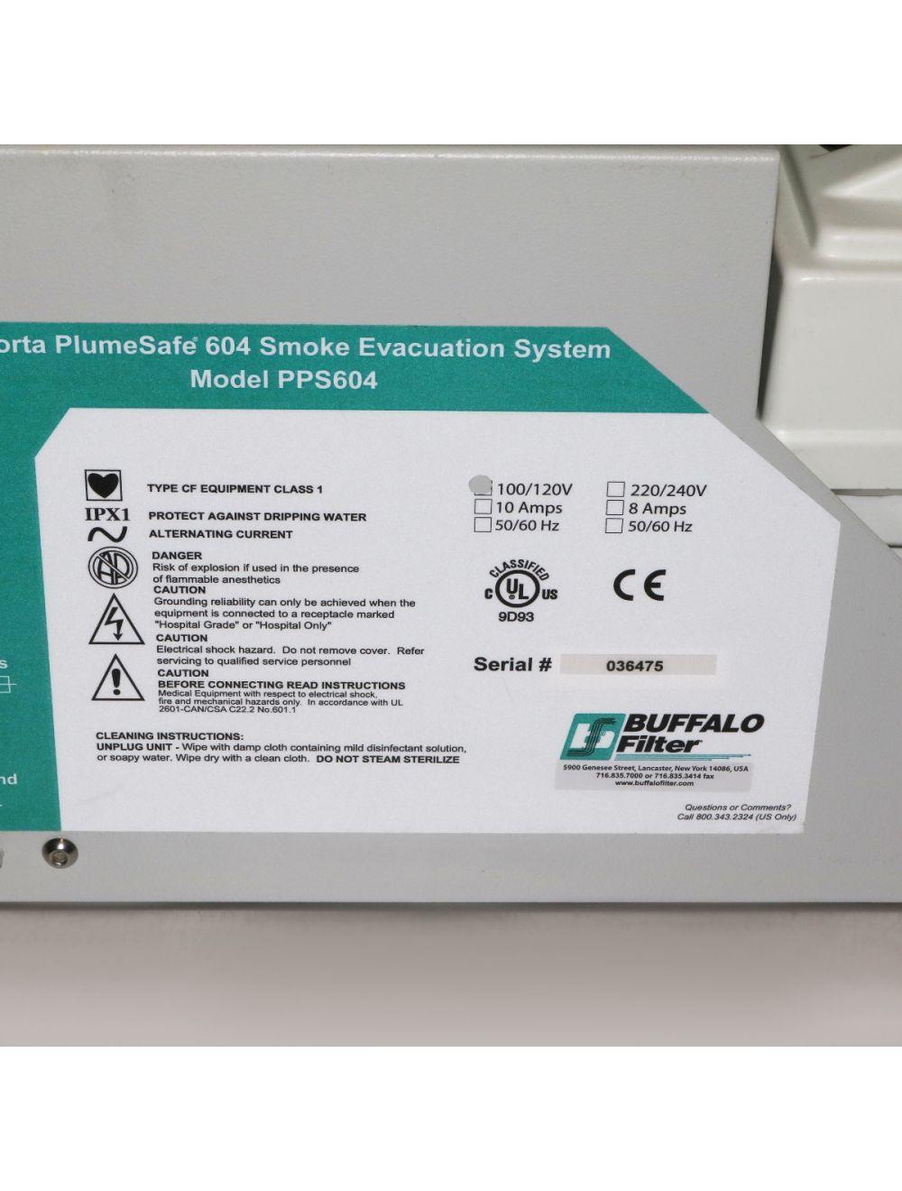 Buffalo Filter Porta PlumeSafe 604 Smoke Evacuation System Suction PPS604