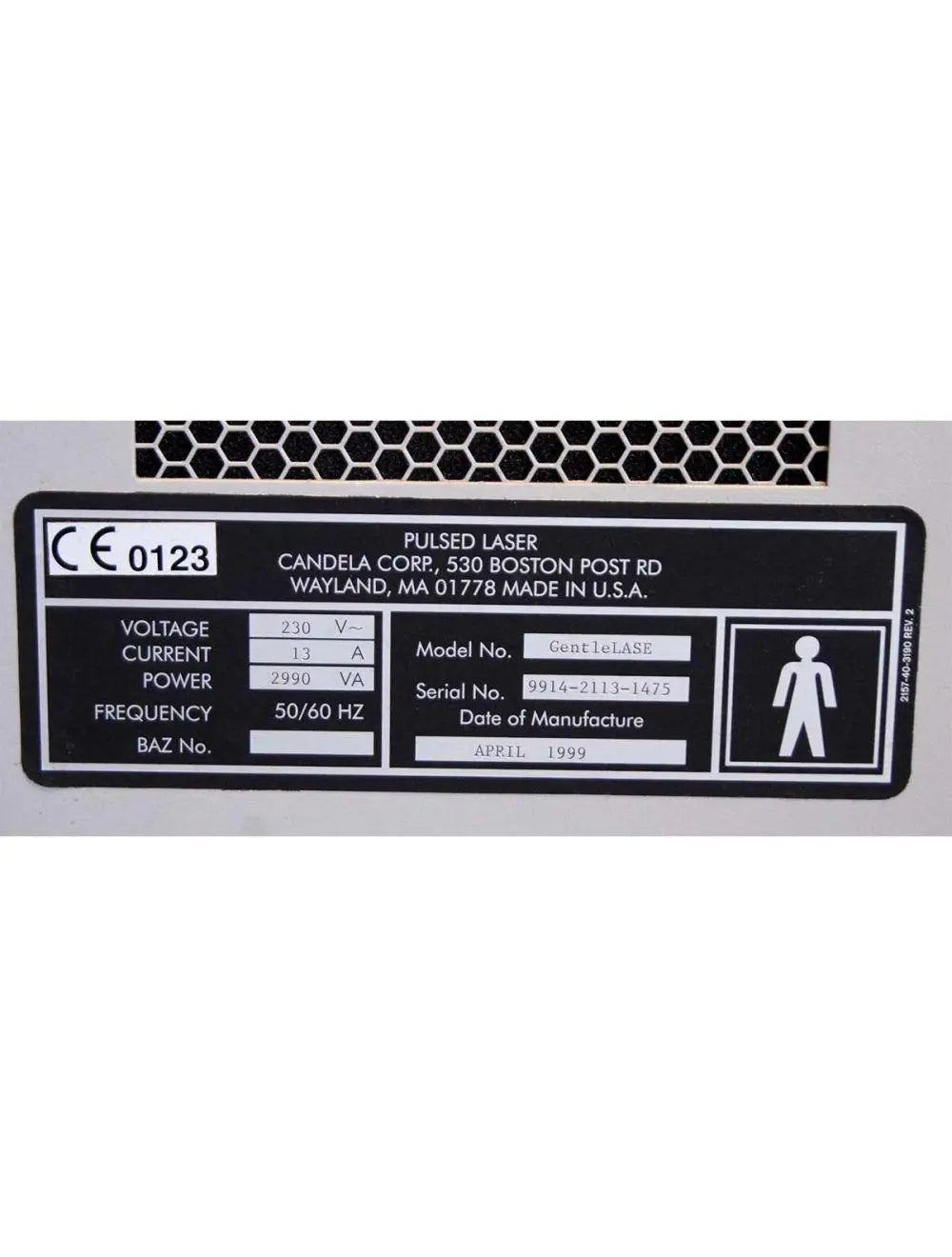 1999 Candela GentleLASE 1st Gen Alexandrite Alex HR Laser Hair Removal System