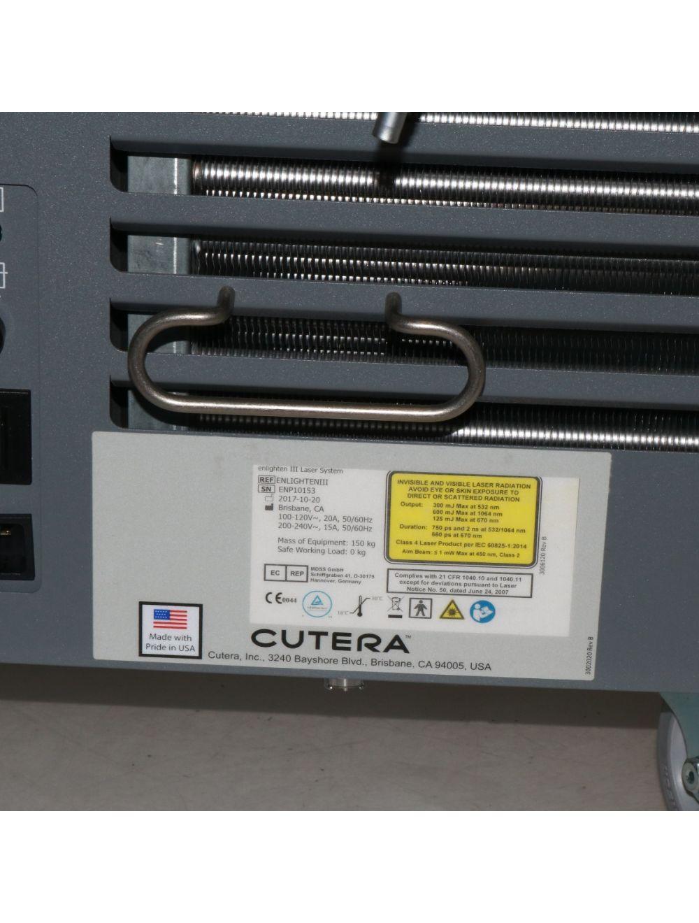 2017 Cutera Enlighten III 3 Picosecond Pico Tattoo Pigment 532 1064 670 Laser