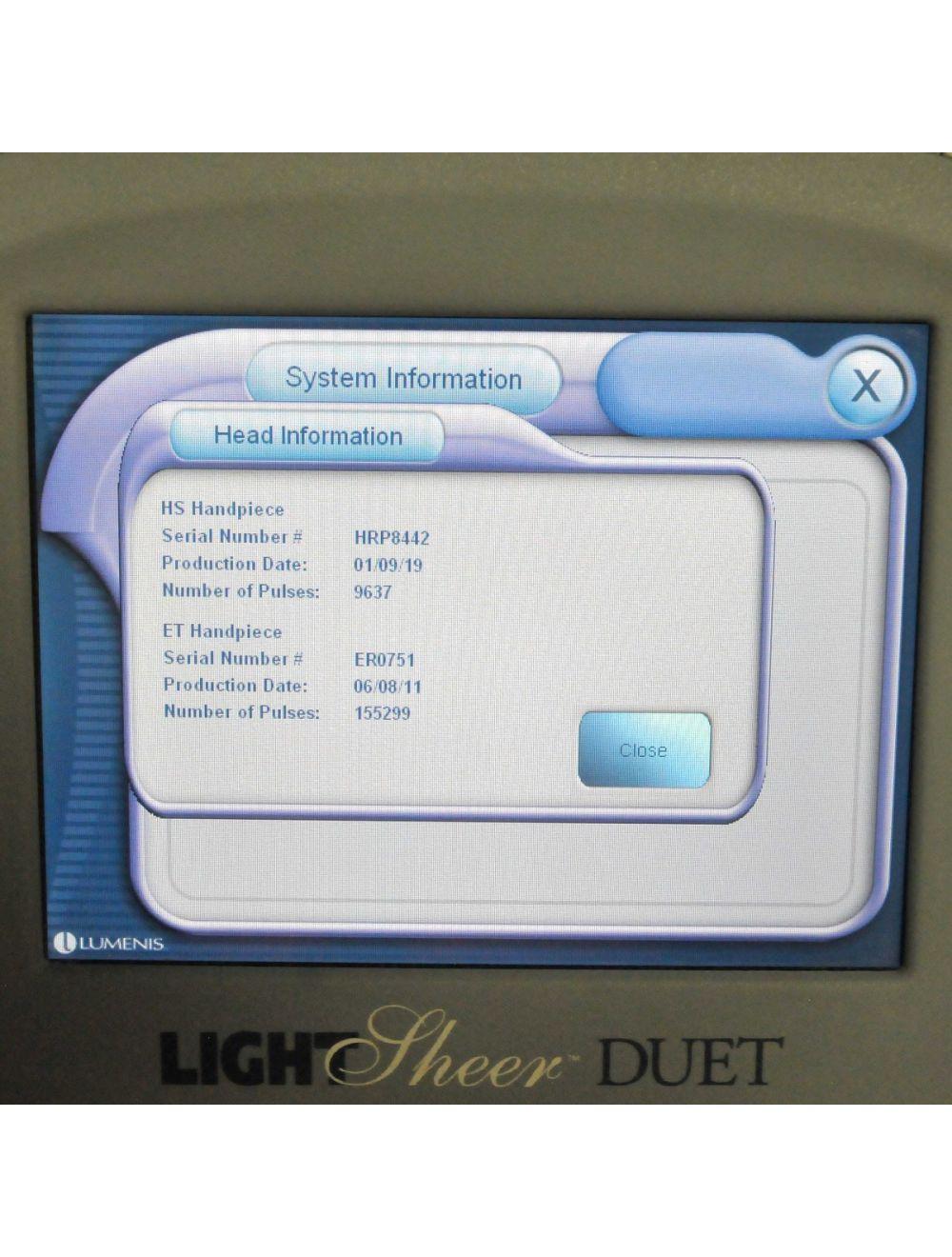 Lumenis LightSheer Duet Diode 810 Hair Removal Laser Light Sheer ET &amp; HS 2009