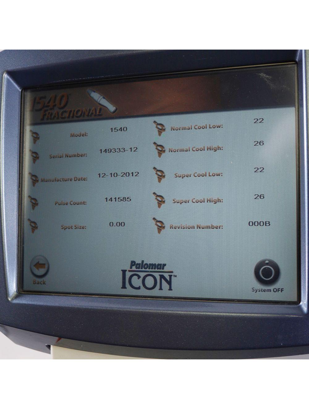 2012 Palomar Icon IPL Laser Fractional 1540 MaxYs Hair Removal Skin Resurfacing