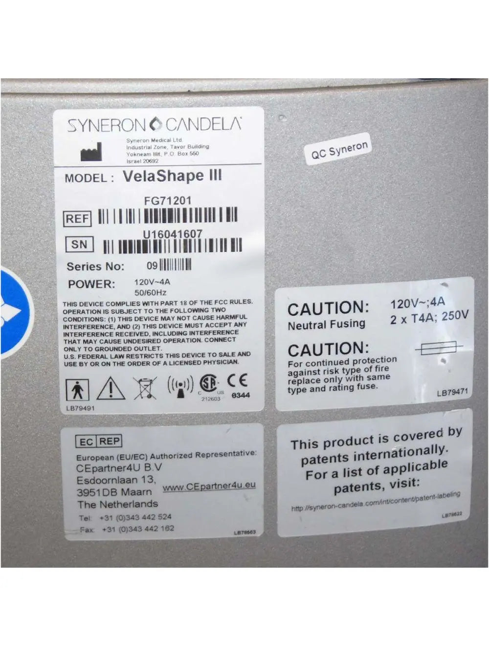 2016 Syneron Candela VelaShape III Cellulite Treatment Body Contour Vac System