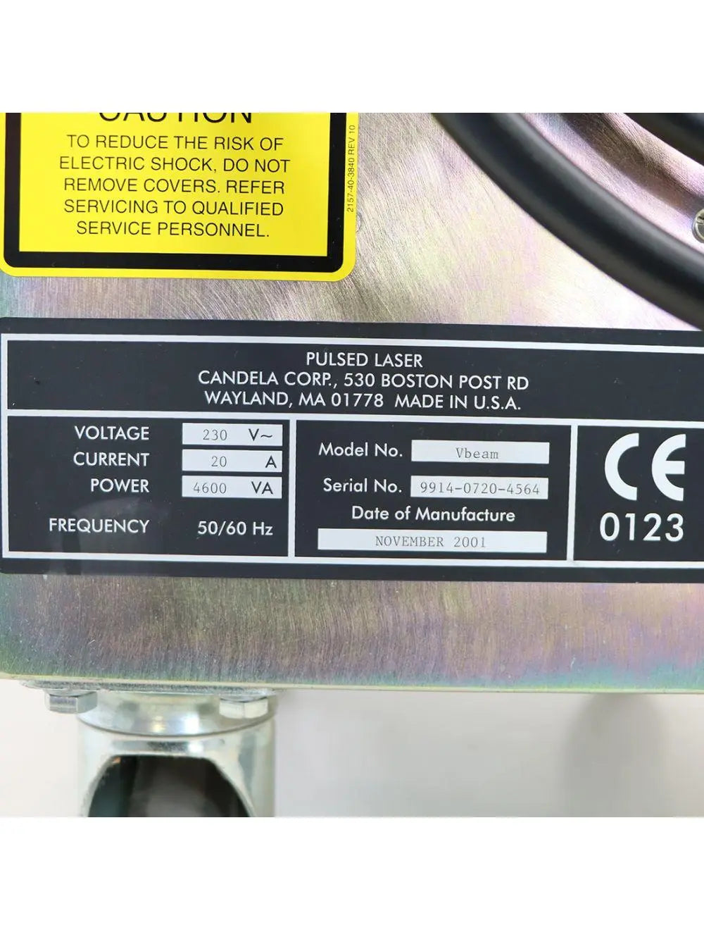 2001 Candela VBeam 595nm Laser Lesions Vascular Wrinkles Veins Pulsed Dye V Beam