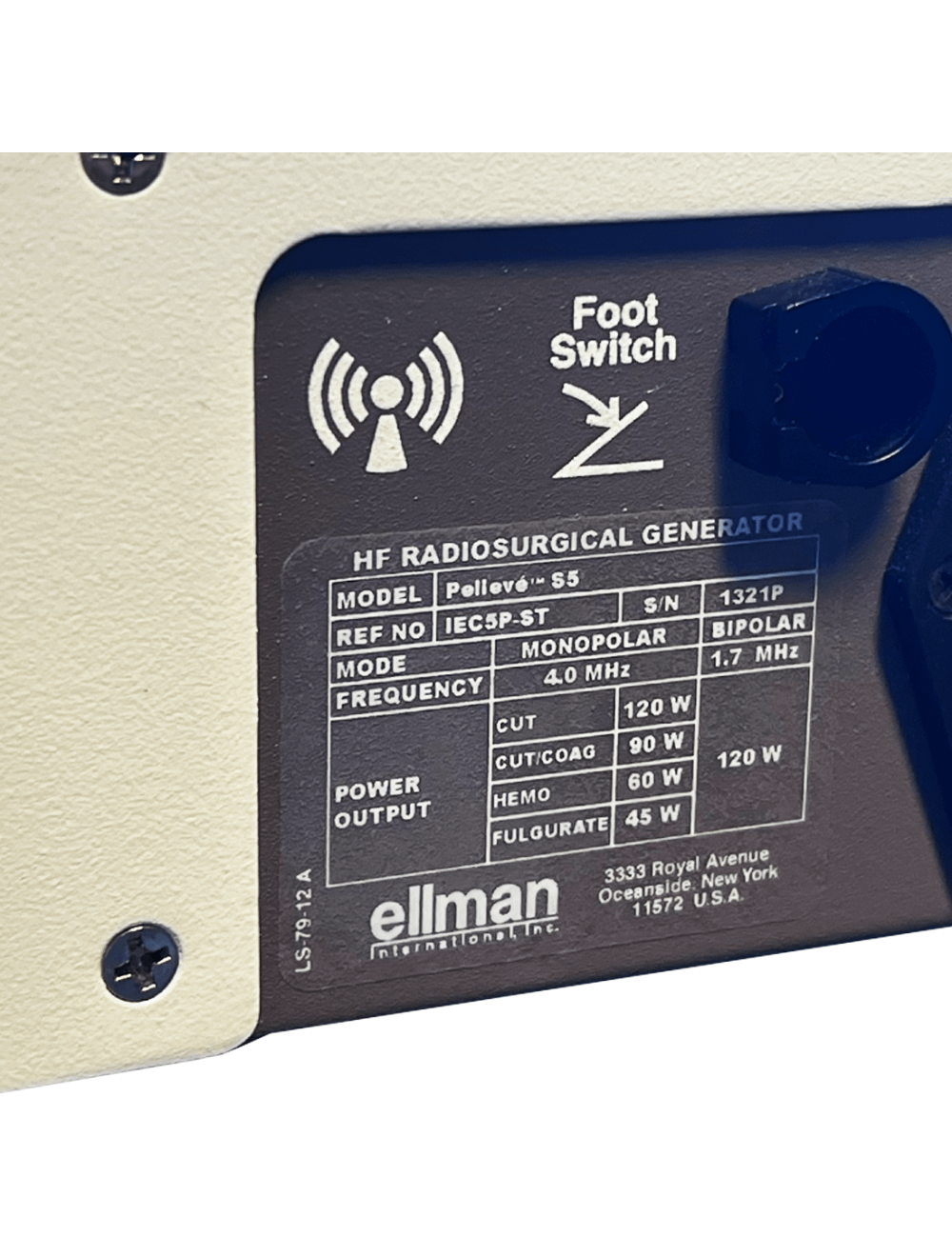 Ellman Pelleve S5 HF Radiosurgical Wrinkle Reduction Generator IEC5P-ST