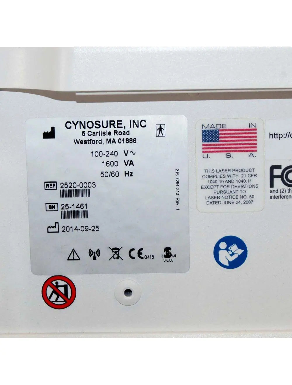 2014 Cynosure Palomar Icon IPL Laser Hair Removal Pigmented Lesions MaxR MaxYs Palomar