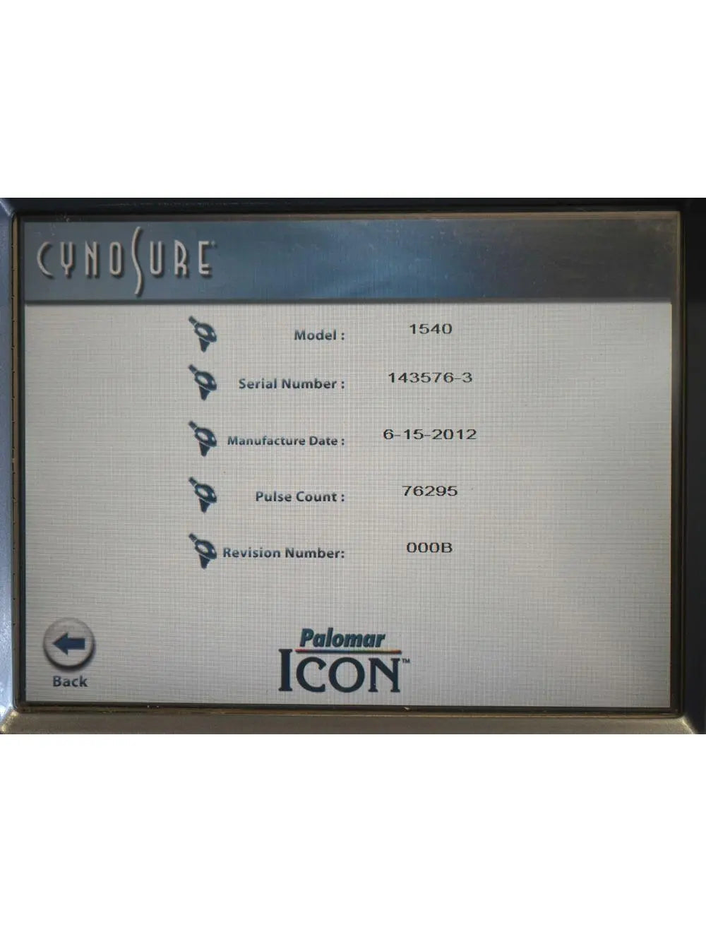 2012 Palomar ICON 1540 Fractional Handpiece Skin Resurfacing Scars Wrinkles