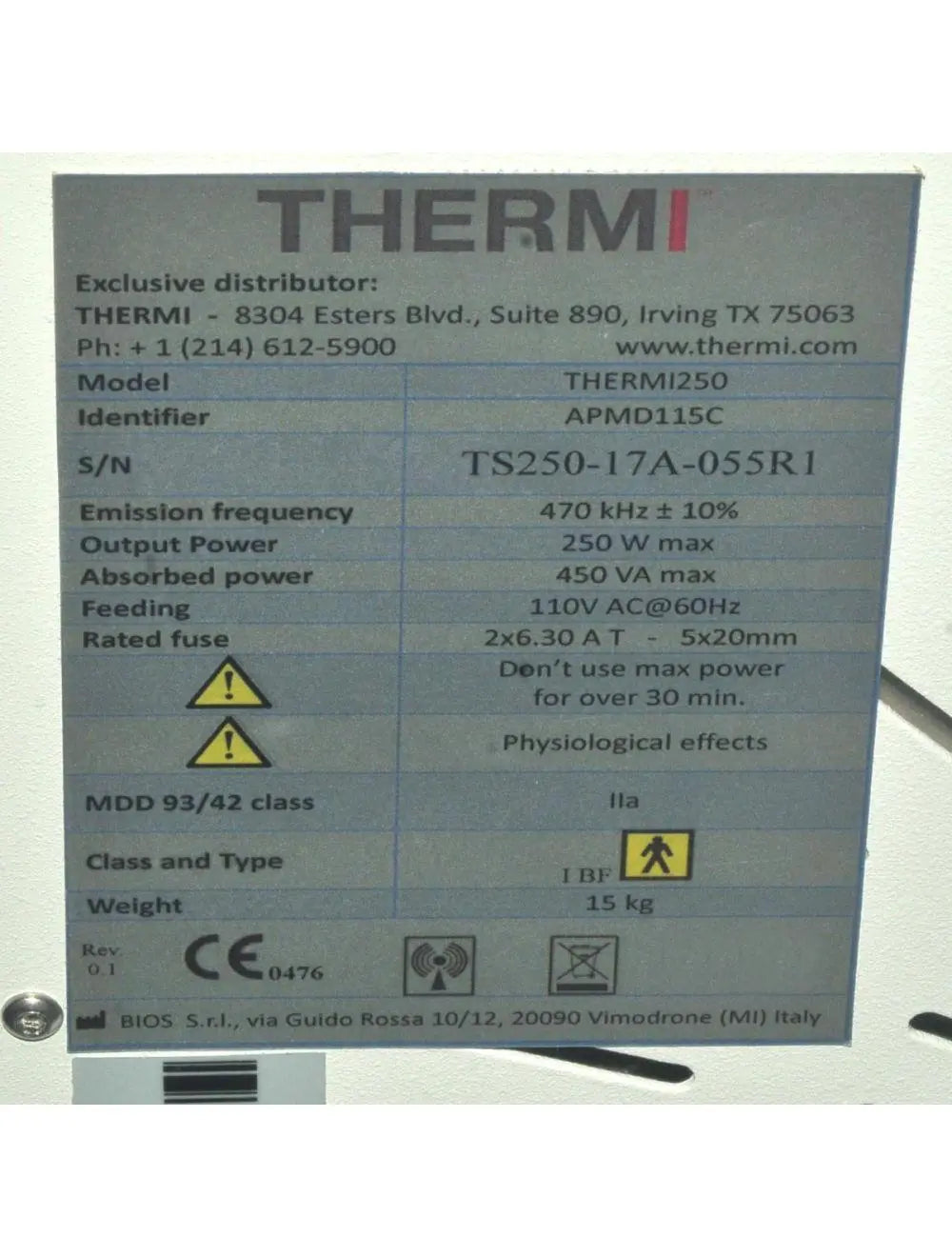 2017 ThermiAesthetics Thermi250 RF Cellulite Reduction Skin Tightening Face Body