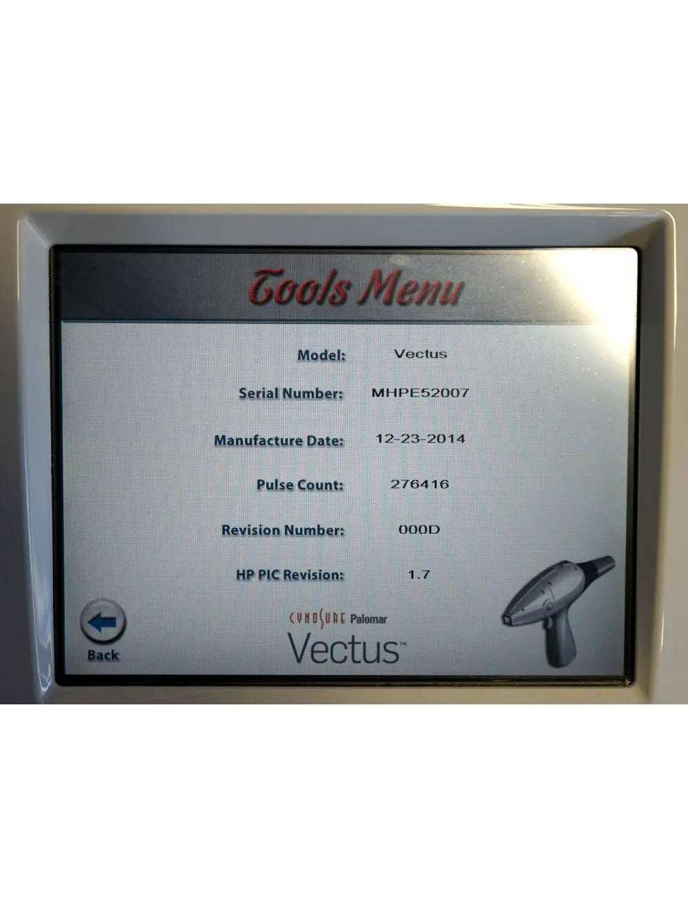 2012 Palomar Vectus 810 nm Diode Laser Hair Removal Cynosure Aesthetic Treatment Palomar