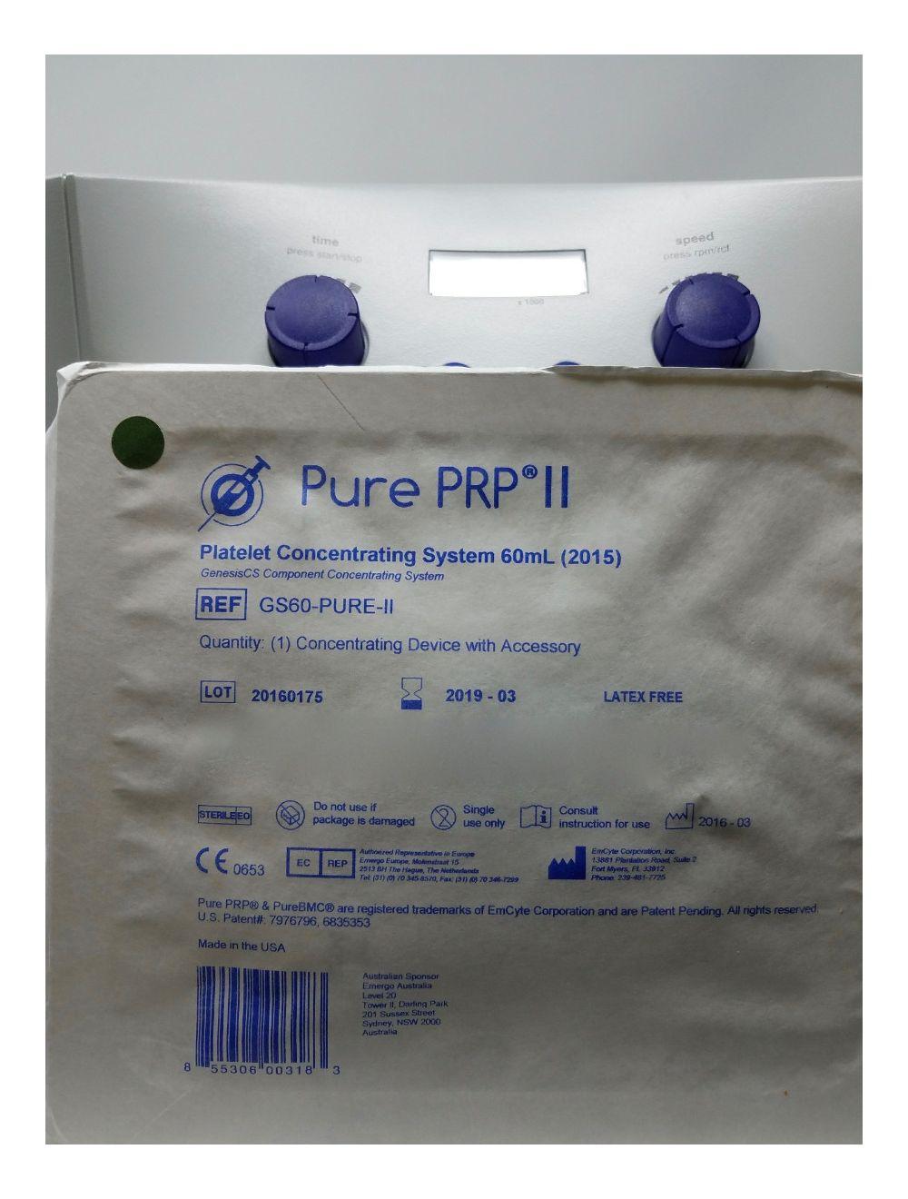 EmCyte Corporation Executive Series Centrifuge II Pure PRP Blood Plasma Marrow