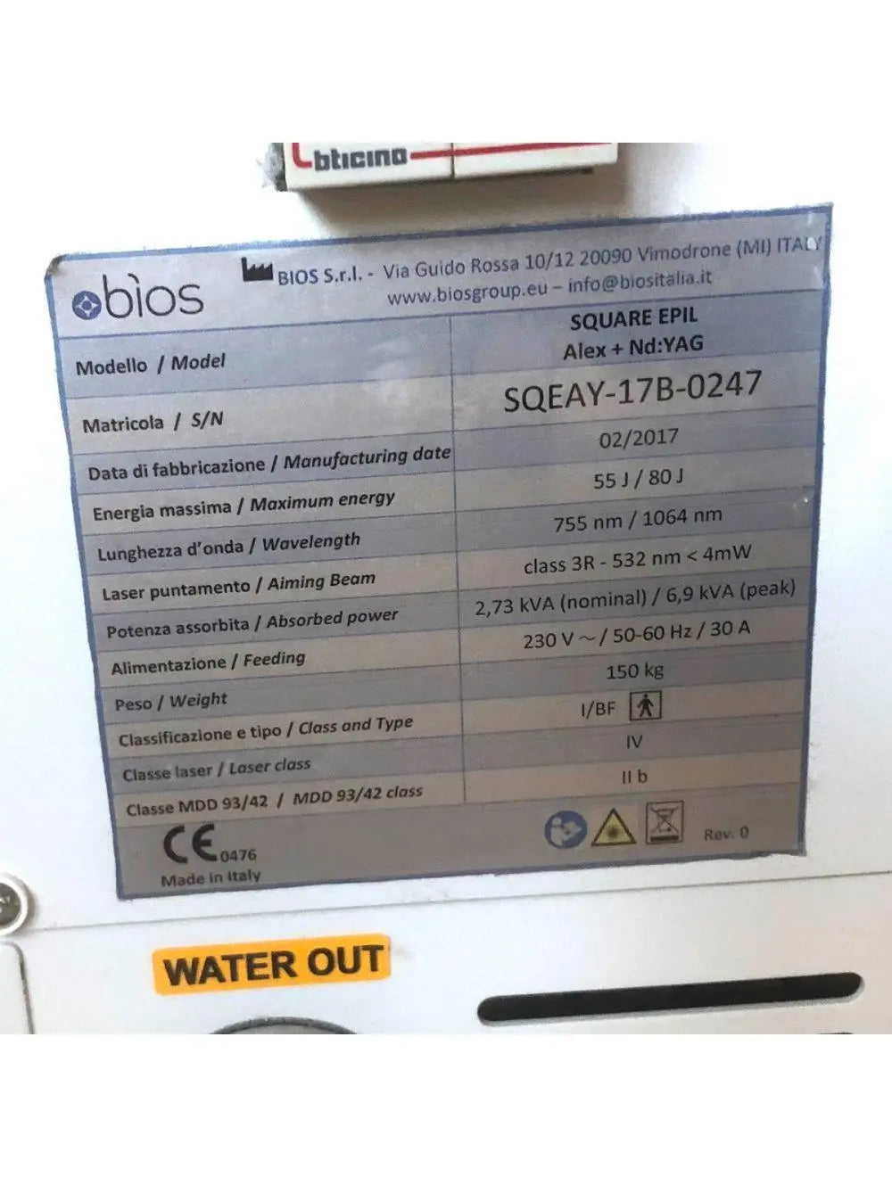 2017 Bios Square Epil Alex Nd YAG Laser Hair Removal Alexandrite 755 1064 nm Sol International Medical