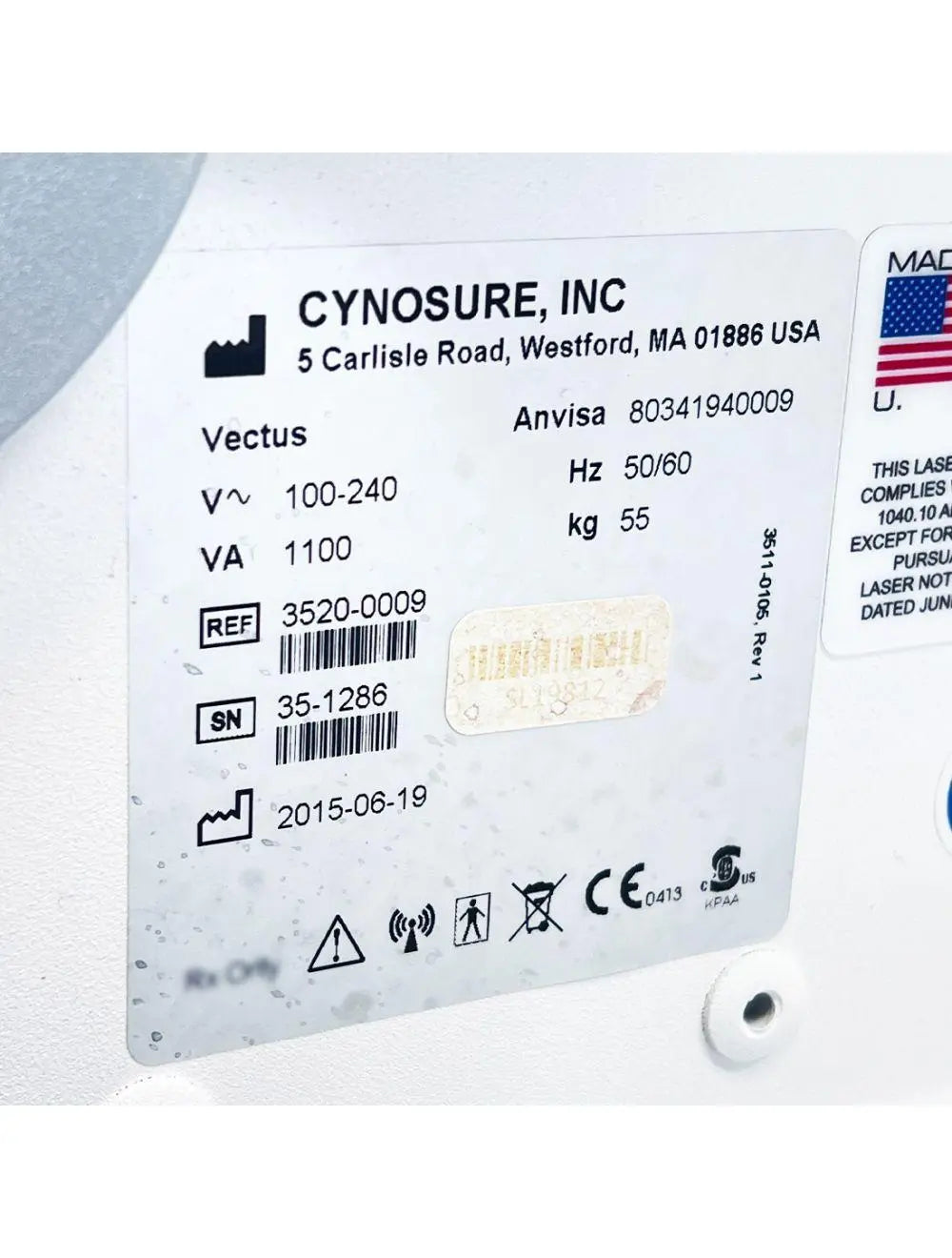 2015 Cynosure Palomar Vectus Laser Hair Removal 810 Diode Skintel System Palomar