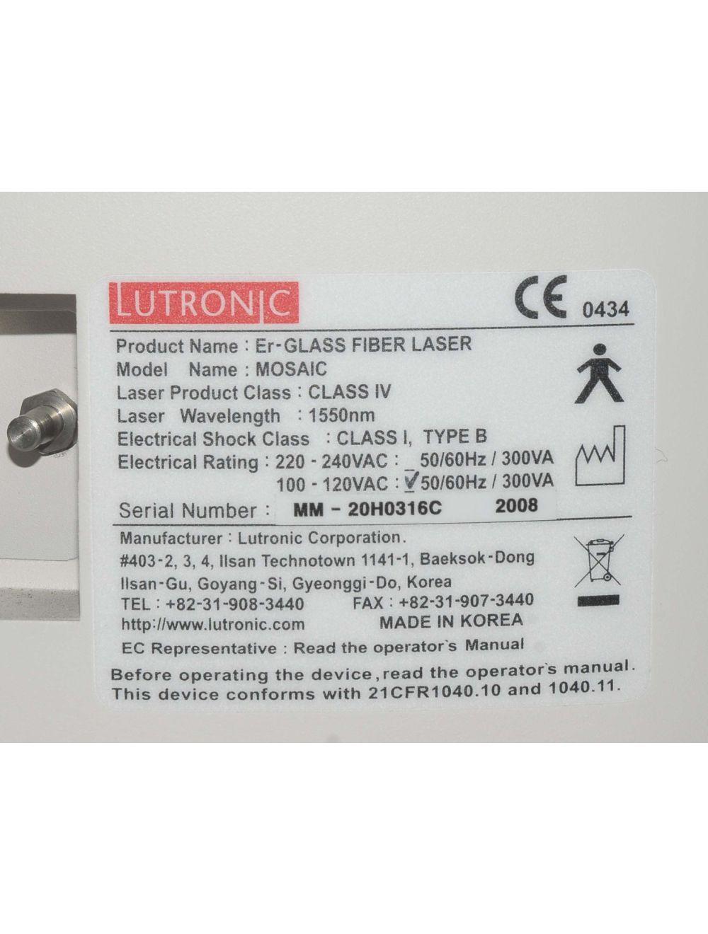 2008 Lutronic MOSAIC Er Glass ERBIUM Fractional LASER 1550 nm Skin Tightening ST