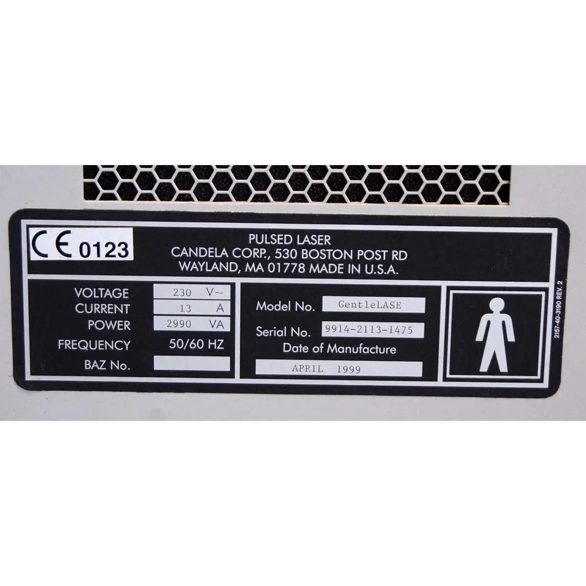 1999 Candela GentleLASE 1st Gen Alexandrite Alex HR Laser Hair Removal System