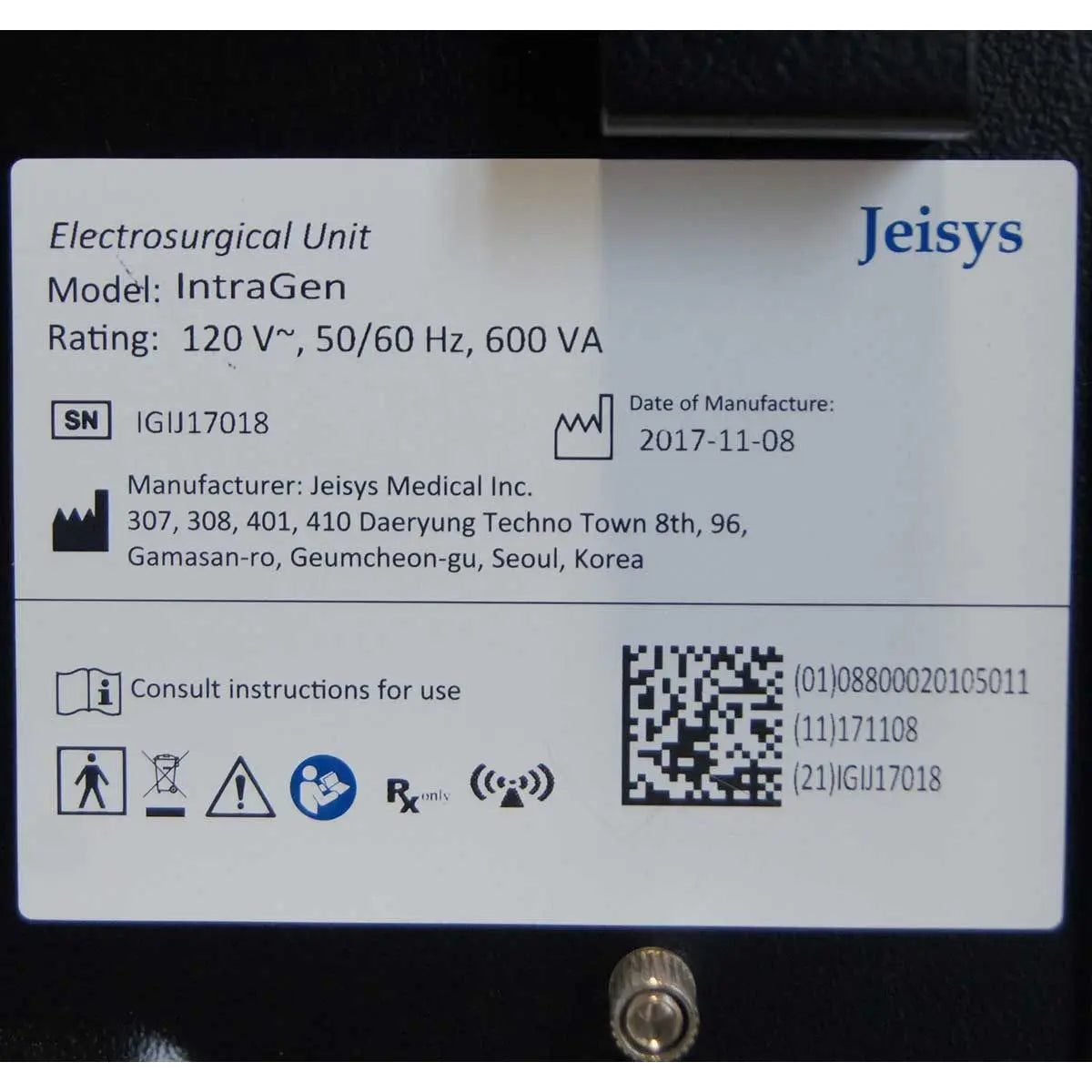 Jeisys IntraGen Electrosurgical Unit Radio Frequency RF Skin Tightening Intergen