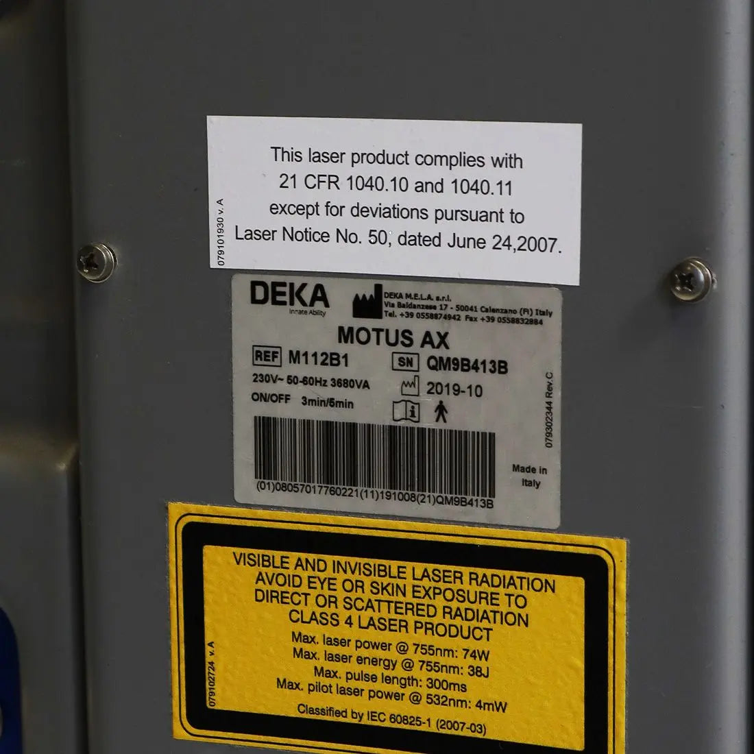 2019 DEKA Cartessa Motus AX Alexandrite 755nm Hair Removal Pigment Lesion System Sol International Medical