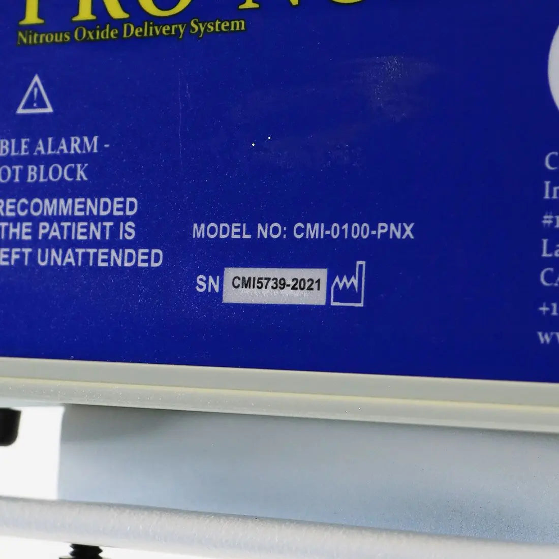 Pro-Nox Nitrous Oxide Delivery System Pain - Anxiety Relief Aesthetic TLC PRONOX